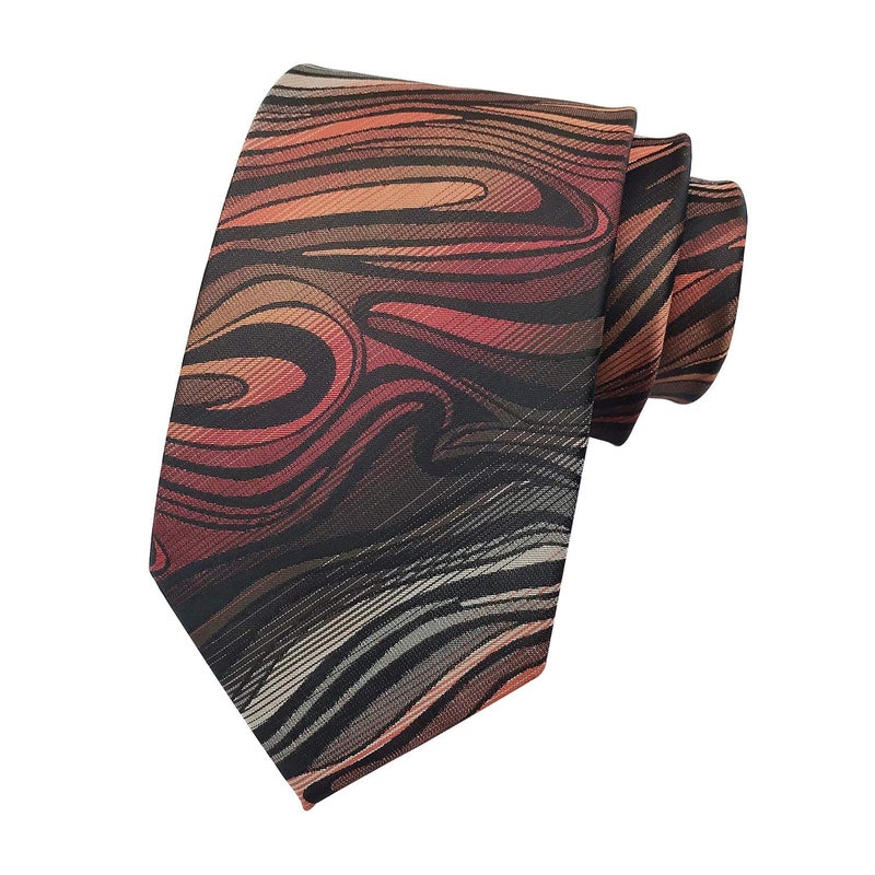 GUSLESON Fashion Striped Ties For Wedding Mens Silk Necktie (0786-19) - Image 1